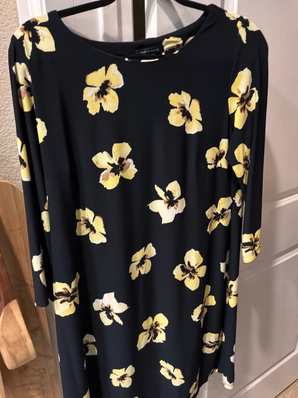 Tommy Hilfiger Dress WORN ONCE Size 12 Navy with Yellow Flowers